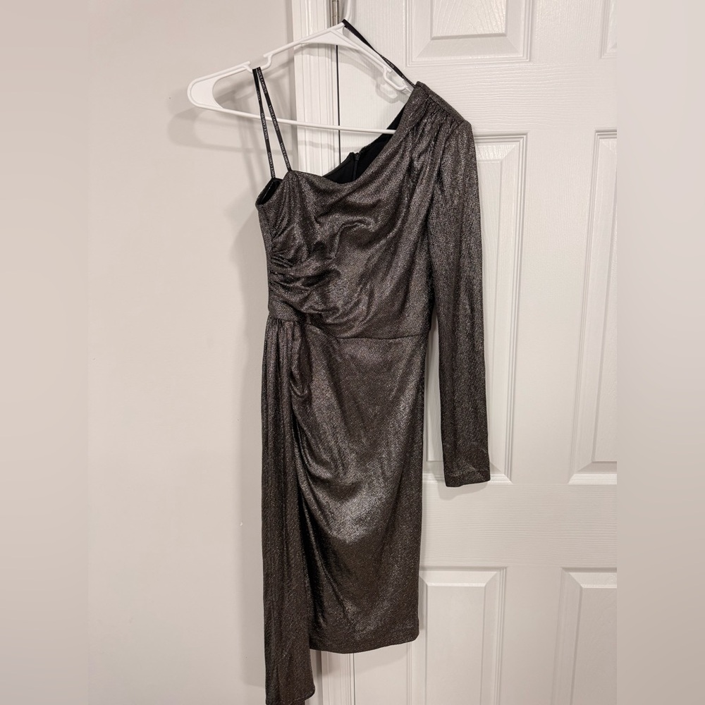 Vince Camuto One Shoulder Mini Metallic Dress